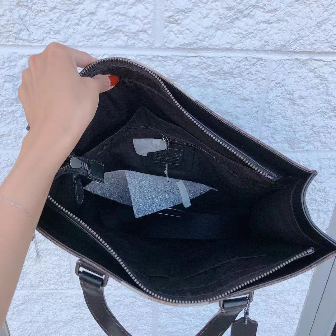 Coach 6707 Graham Structured Tote In Blocked Signature Canvas In Gunmetal/Mahogany Multi Coach 6707 Graham Structured Tote In Blocked Signature Canvas In Gunmetal/Mahogany Multi